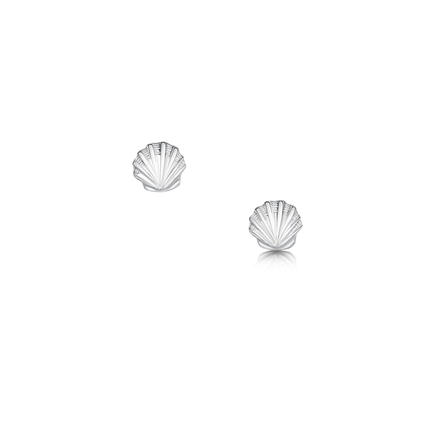 Sheila Fleet: Scallop Plain Silver Petite Stud Earrings