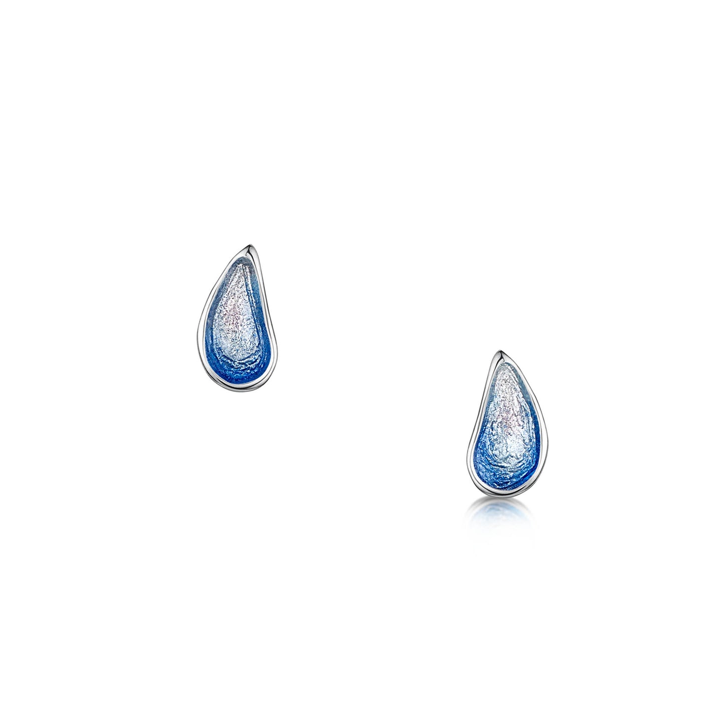 Mussel Stud Earrings in Mussel Blue Enamel