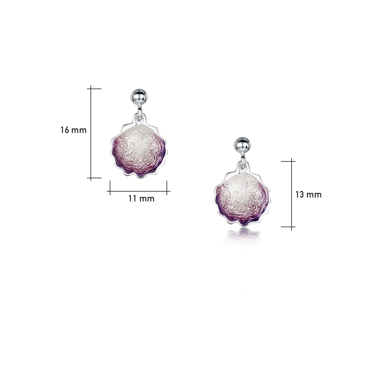 Sheila Fleet: Scallop Small Drop Earrings in Scallop Pink Enamel