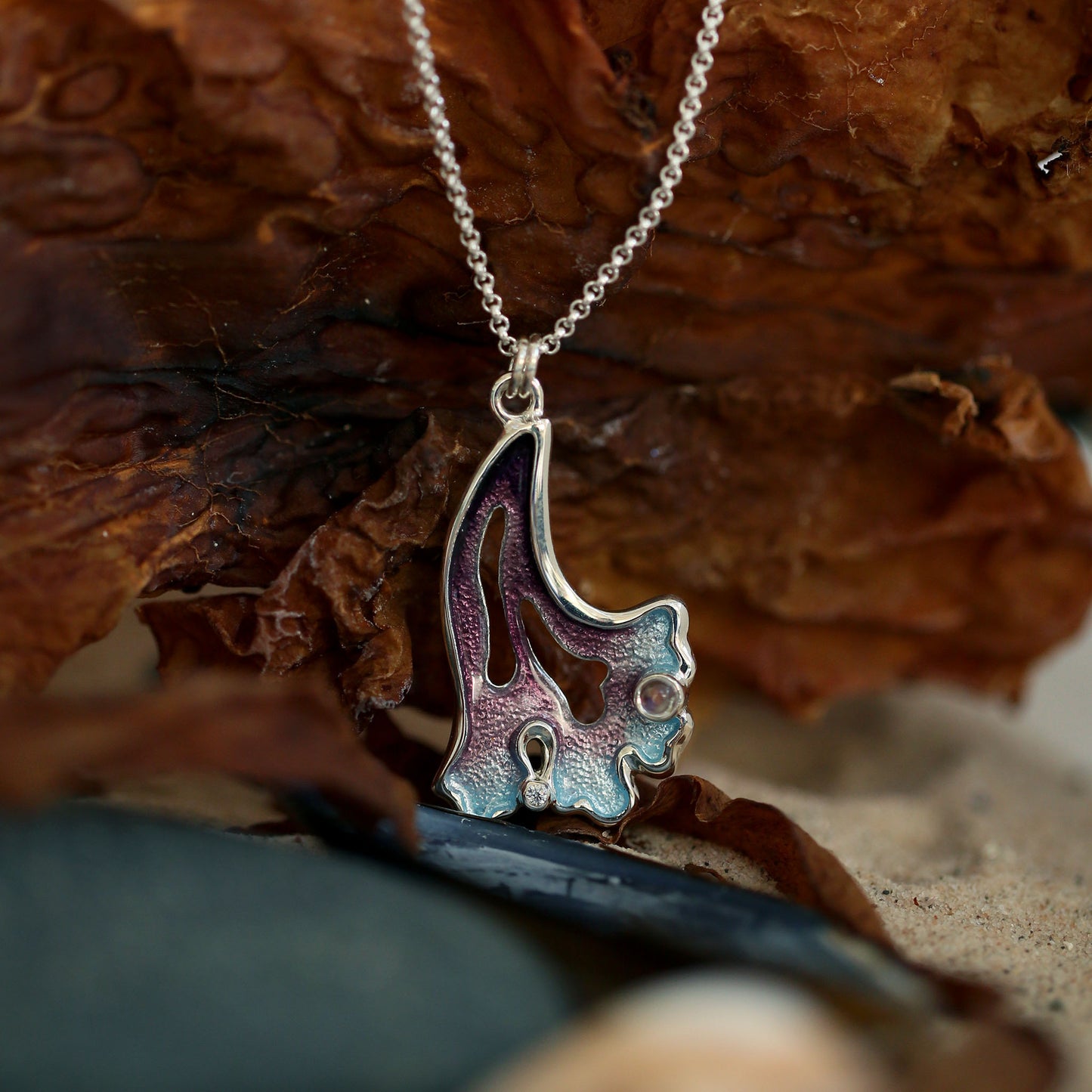 Sheila Fleet: Sea Moss Moonstone & CZ Pendant